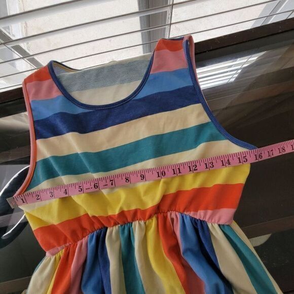 3 / $30 Bombom USA Dress Large Blue Stripe Colorful Knit Elastic Waist - Picture 7 of 9